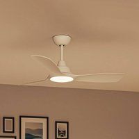Philips plafondventilator met vaste bladen en LED-verlichting, 3 bladen, diameter 132 cm, 2650 Lumen, instelbaar wit licht van 3000 K tot 6500 K, dimbaar tot 5%, inclusief afstandsbediening, wit