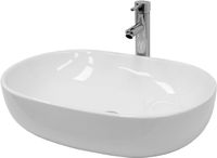 LuxeBath Wastafel incl. zilveren kabelwaste zonder overloop 60x42x14,5 cm wit keramiek