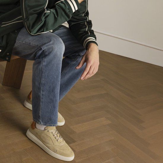 Manfield Beige suède sneakers Heren Maat 44