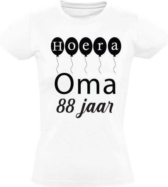 Sol's Hoera oma 88 jaar Dames T-shirt - 5XL - Wit - Katoen
