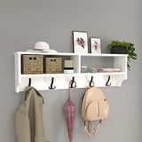 [en.casa] Wandkapstok Åstorp met 2 vakken 37x120x22 cm wit