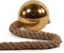 Anna's Collection Verlichte kerstbal glas - goud - aan touw - 10 cm - met 8 lampjes - warm wit