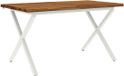 vidaXL Table de salle à manger avec bord live 140 x 80 x 75 cm Bois naturel et blanc