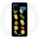 Maniacase Hoesje voor Vivo Y21s 2021 / Y21 2021 The Simpsons stickers zwarte achtergrond