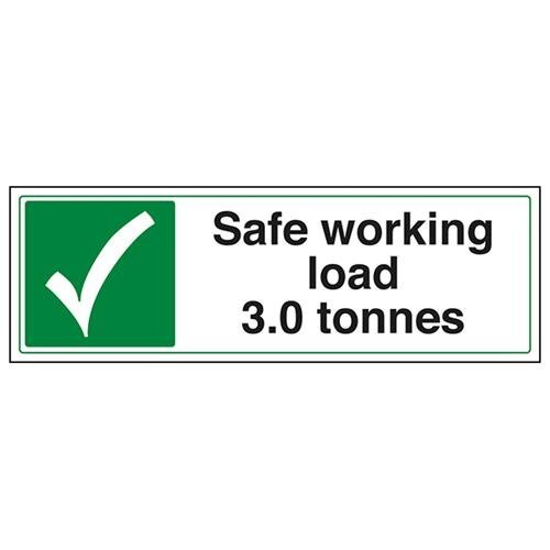 V Safety VSafety Safe werkbelasting 3.0 ton garagebord - 450mm x 150mm - Zelfklevende Vinyl