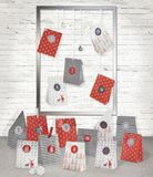 folia 9395 - Adventskalender set Style, met 24 voedselveilige papieren zakken van elk 10 x 17,5 x 5,5 cm groot, 7 m satijnen lint en cijferstickers