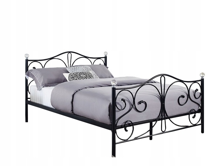 Viking Choice Metalen bedframe met lattenbodem- 140x200-versierd - zwart met kristal