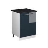 Vicco Keukenonderkast Fame-Line, Donkerblauw hoogglans/Wit, 60 cm 1 deur met werkblad