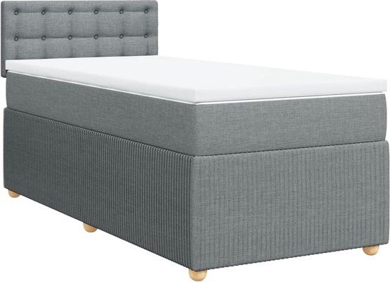 vidaXL Boxspring met matras stof lichtgrijs 100x200 cm