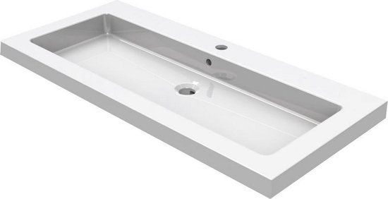 Wiesbaden Kera Wastafel - 100 x 46 cm - Wit - Keramiek - 1 Kraangat