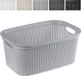 KADAX Panier à linge, 27 l, panier à linge en plastique avec poignées pour un transport facile, grand panier à linge sale pour salle de bain et buanderie, gris