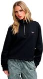 Superdry Signature Embroidered Sweatshirt Met Halve Rits Zwart S Vrouw