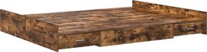 vidaXL Cadre de lit avec tiroir Chêne fumé 140 x 190 cm Bois transform é