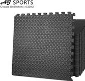 AJ-Sports Fitness vloer 12 delig - 60x60x1cm - Zwart
