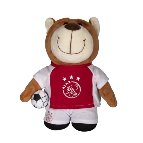 AJAX Amsterdam AFC Pluche Knuffelbeer met Bal en Ajax Shirt - Knuffeldier - Ajax Fan Artikel - Knuffel met Bal - 25cm hoogte