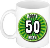 Bellatio Decorations Mok 50 jaar - groen - 300 ml - Keramiek