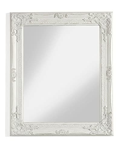 MONTEMAGGI Wandspiegel - Rechthoekig houten frame - Wit - 62 x 72 cm