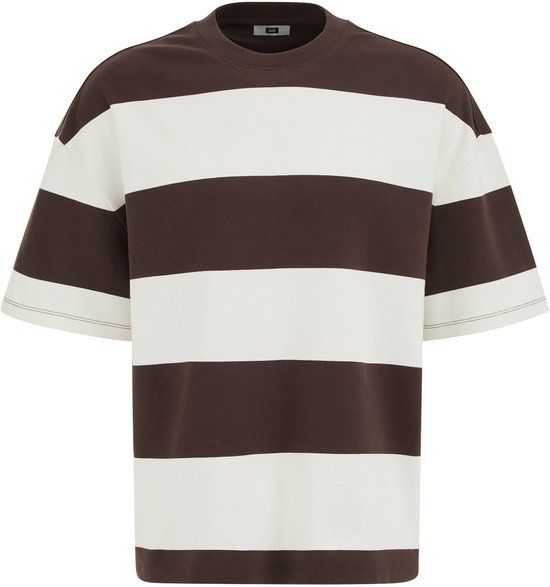WE Fashion Heren boxy fit T-shirt met blokstreep