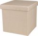 Urban Living Poef/hocker - opbergbox zit krukje - beige - linnen/mdf - 37 x 37 cm - opvouwbaar