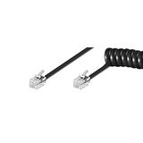 Goobay 68002 casque téléphonique câble en spirale, câble plat avec fiche RJ10 (4P4C) vers fiche RJ10 (4P4C); noir; 4 mètres