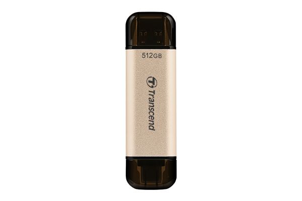 Transcend JetFlash 930C USB Flash Drive - 512GB - USB Type-A/C 3.2 Gen 1 - Gold