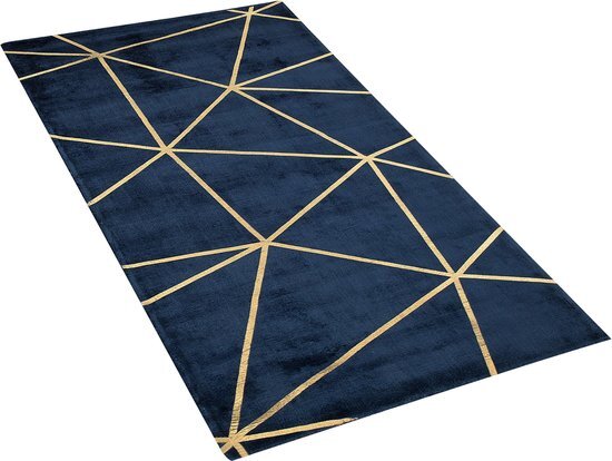 HAVZA - Vloerkleed - Donkerblauw - 140 x 200 cm - Viscose