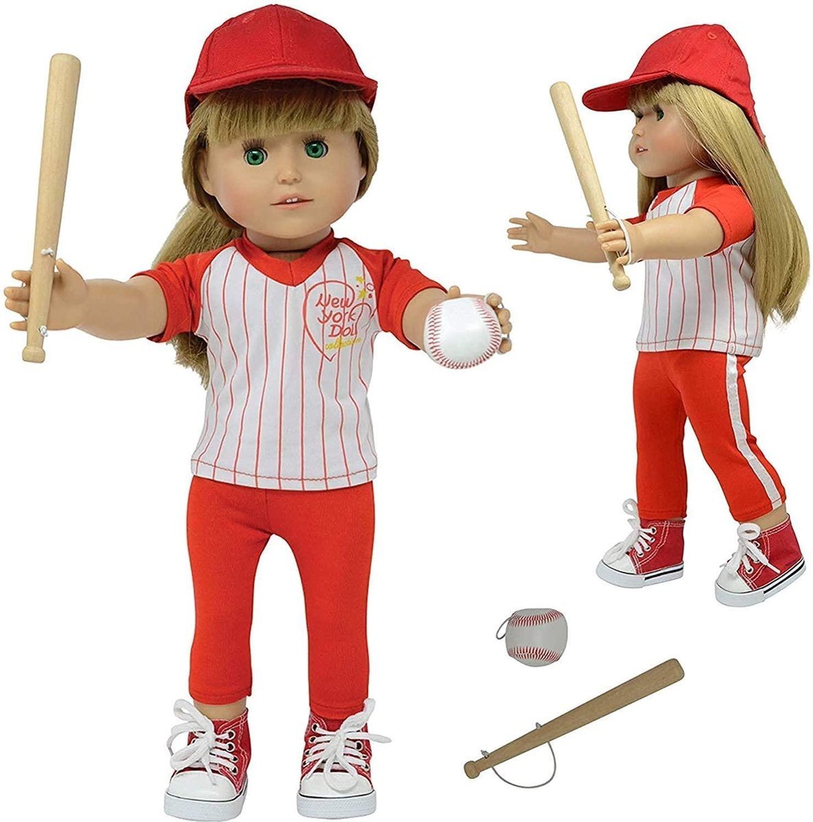 The New York Doll Collection Doll Baseball Set - Honkbal Set voor 46cm Pop