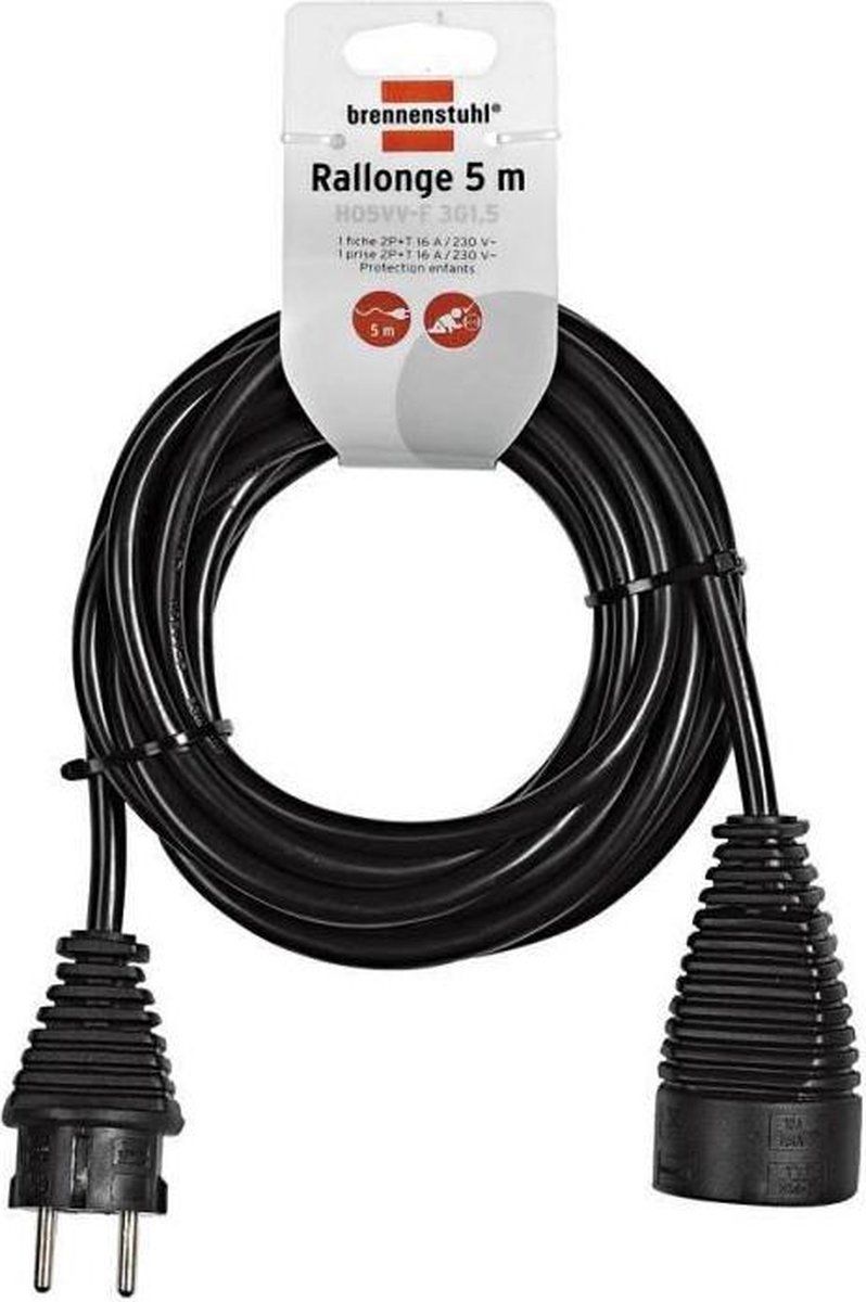 Brennenstuhl Verlengkabel zwart 5m H05VV-F 3G1.5