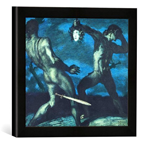 kunst für alle Ingelijste afbeelding van Franz Von Stuck Medusa, kunstdruk in hoogwaardige handgemaakte fotolijsten, 30 x 30 cm, mat zwart