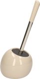 5Five WC-/toiletborstel met houder rond - beige glans - keramiek - 36 cm