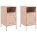 VidaXL Nachtkastjes 2 st 36x39x68 cm staal roze