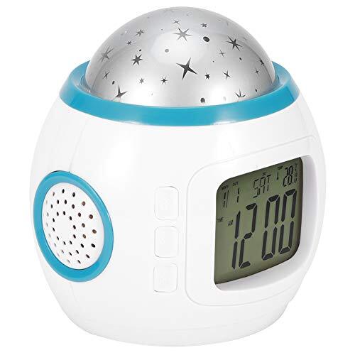 Ccylez Ster Nachtlampje Projector, LED Muziek Wekker, Multifunctionele Temperatuurweergave Wekker Kalender Afteltimer voor Kinderen Gift Feest Slaapkamer Decor