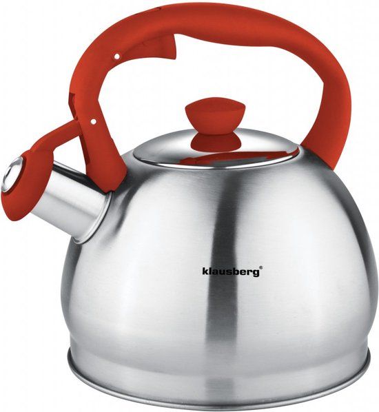 KLAUSBERG Top Choice Fluitketel - 1.8L - RVS - Rood - Alle Warmtebronnen