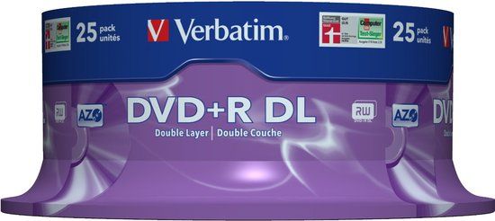 Verbatim DVD+R DL 8.5GB 8x Matt Silver 25-pack Spindle