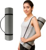 Endless NBR Yogamat 183x61x1 cm met Draagriem & Straps – Extra Dikke Antislip Fitnessmat – Zachte Comfortabele Sportmat voor Yoga, Pilates, Fitness, Stretching & Gym Training – Lichtgewicht Trainingsmat voor Thuis & Sportschool – Grijs