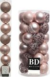 Decoris Boules de Noël rose pâle plastique 6-8 cm - 51 pièces - mélange mat et brillant