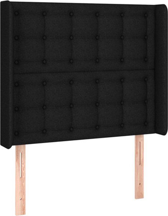 vidaXL Hoofdbord met randen 83x16x118/128 cm stof zwart