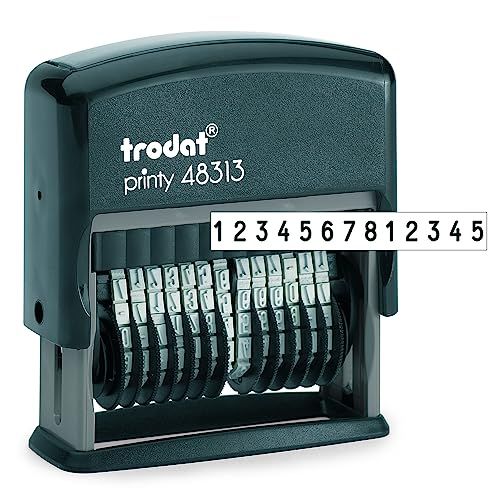 Trodat Printy 48313 zelfinktende nummerstempel met 13 cijferbanden, 3.8mm, stempelafdruk zwart