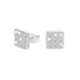 Lucardi Heren Oorbellen met Zirkonia Vierkant 8mm - 925 Zilver - Zilverkleurig