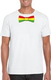 Bellatio Decorations Shoppartners Bv Wit t-shirt met Limburgse kleuren strik heren - Carnaval shirts S