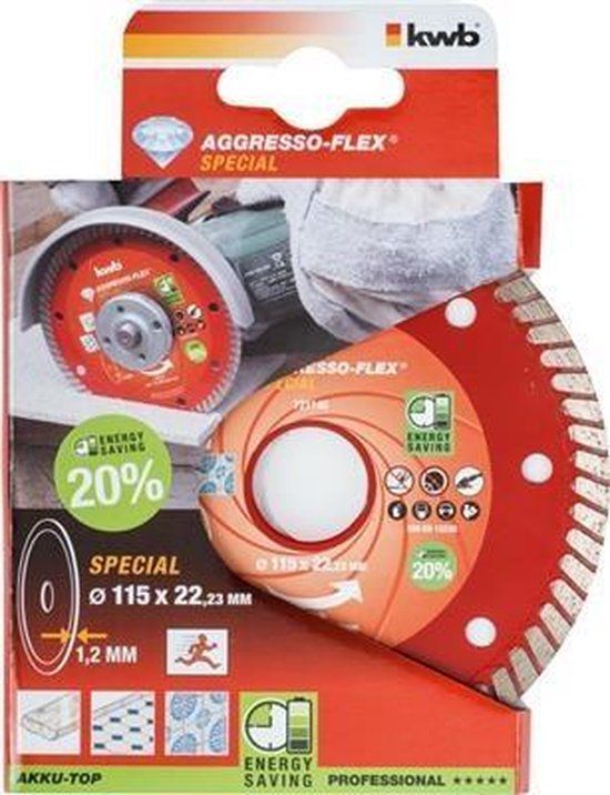 kwb Doorslijpschijf Diamant - steen en beton - extra dun - 115x1,2mm