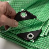 FLOORDIREKT Afdekzeil - Beschermhoes - Leno - 140 g/m² - Waterdicht & UV Bestendig - Groen/Transparant - 10 x 12 m
