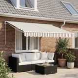 Maison Exclusive - Pare-soleil manuel, 3 x 2,5 mètre, rayé gris clair et blanc