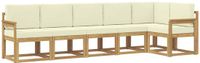 vidaXL - Hoek loungeset - 6 zitplekken - Wit en crèmekleurig - Polyester