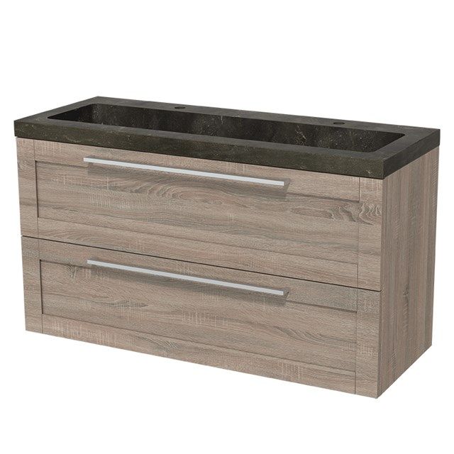 Maxaro Badkamermeubel 120cm Modulo Eiken 2 Lades Natuursteen Blue Stone