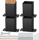Vevor Set Van 4 Schroefhulzen 96 X 140 X 163 Mm Paalsteunen Van Koolstofstaal met Spuitcoating