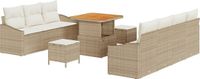 vidaXL Tuinbank Set met kussen 10 pcs Beige polyrattan