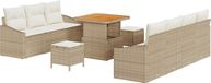 vidaXL Tuinbank Set met kussen 10 pcs Beige polyrattan
