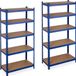 Merkloos 2x stellingkast metaal - opbergrek 5 etages - 180 cm - legbordstelling blauw