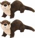 Wild Republic Pluche otter knuffel - 2x stuks - bruin - 30 cm